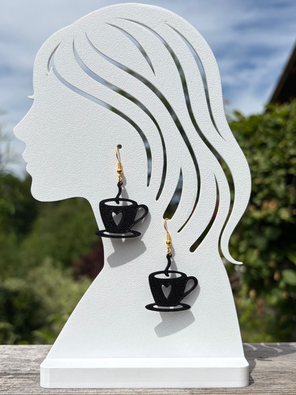 Black Tea Cup Dangle Earrings - Women Jewelry